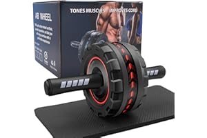 FEELCAT Ab Roller Wheel,Stable Wide Wheel For Beginner,Men,Women,Abs & Core Workout Equipment For Home Gym With Knee Pad,Abdominal Wheel For Full-Body Strength Training