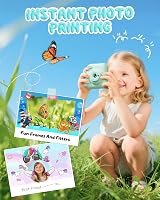 CAMCLID Kids Camera Instant Print 1080P 32GB Green view 3
