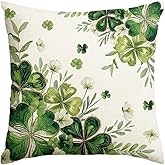 AVOIN colorlife St Patricks Day Shamrock Phnom Penh Throw Pillow Cover, 18 x 18 Inch Clover White Floral Cushion Case Decoration for Sofa Couch
