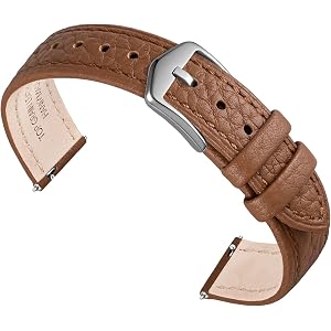 CANYSON Leather Watch Bands for Women, Top Grain Leather, Lychee Texture, Stainless Steel Buckle, Strap Width 12mm 14mm 16mm