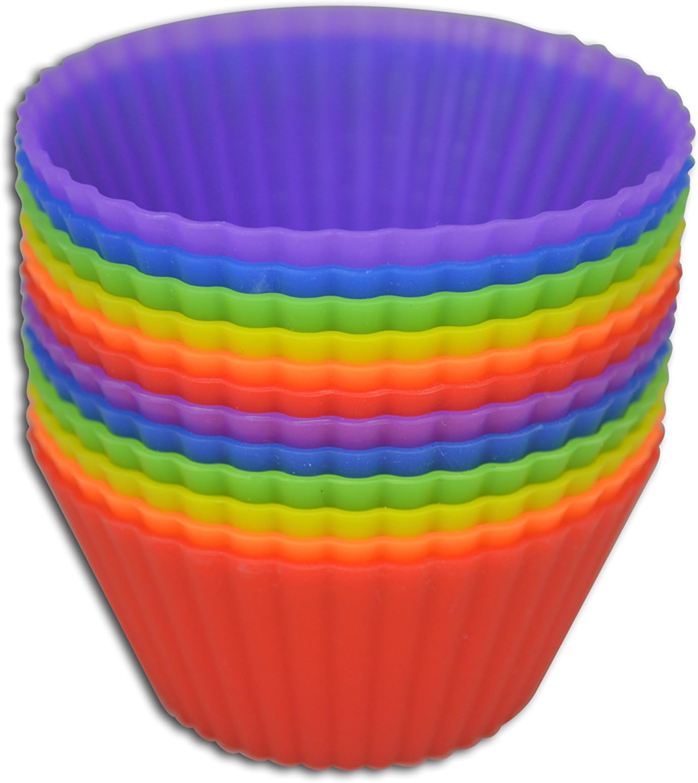 DZNRx Silicone Rainbow Baking Cups / Cupcake Liners - 12 Muffin Molds CLEARANCE