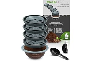 mycoffeestar Reusable Coffee Capsule Lids - Refillable Pod Lids for Nespresso Vertuo, Compatible with All VertuoLine Machines, Practical & Cost-Saving Solution, 4 Count