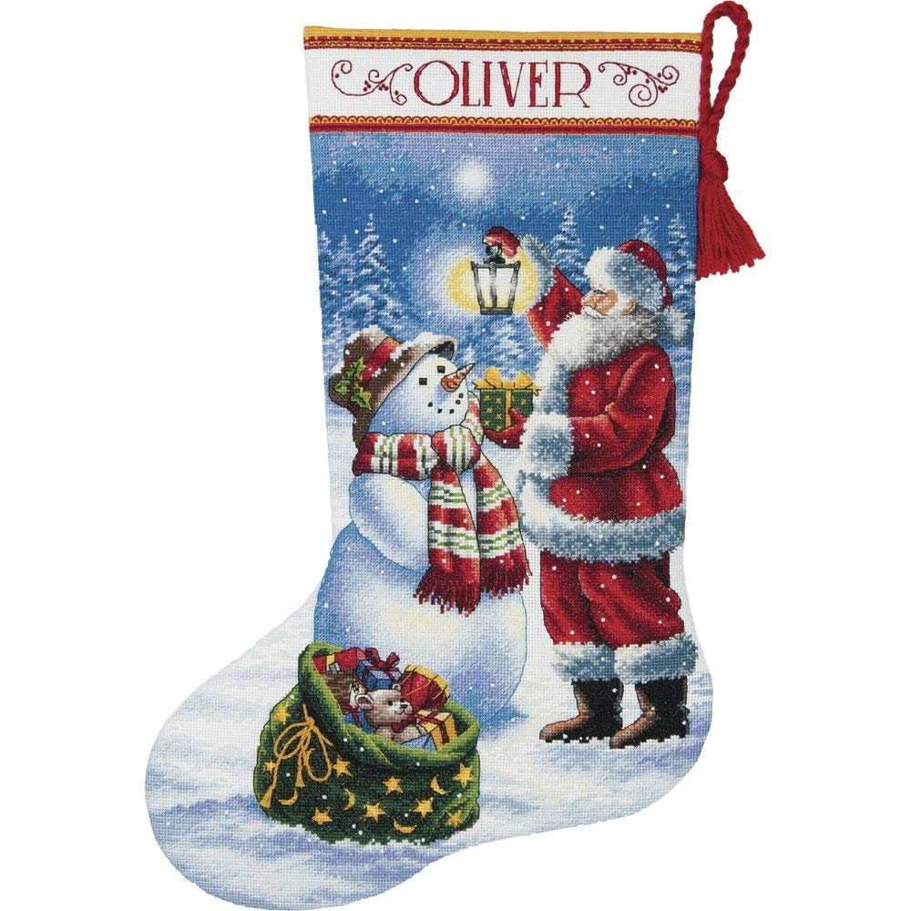 DIMENSIONS 70-08952 Counted Gold Collection Stocking: Holiday Glow, Aida, White, 20.3 x 14.4 x 1.4 cm