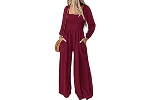 KIRUNDO Jumpsuits for Women Dressy Casual One Piece Long Sleeve Wide Leg Long Pant Rompers With Pockets 2025 Fall Outfits