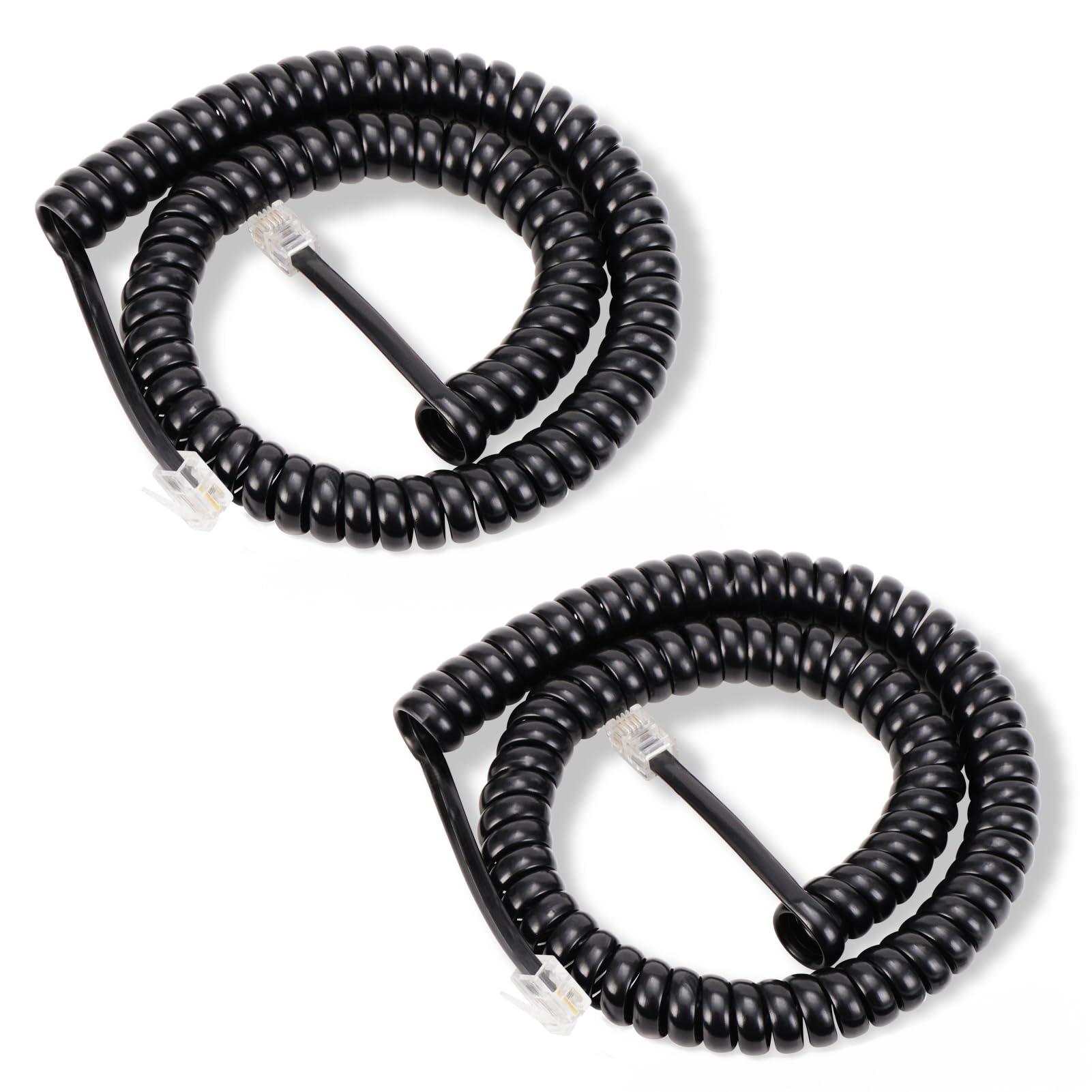 Photo 1 of Lativu Telephone Cord 12FT Uncoiled/1.4FT Coiled, 2 Pack Phone Cord for Landline, RJ9 Telephone Cords for Landline Phones, Ofiice/Home Use-Black