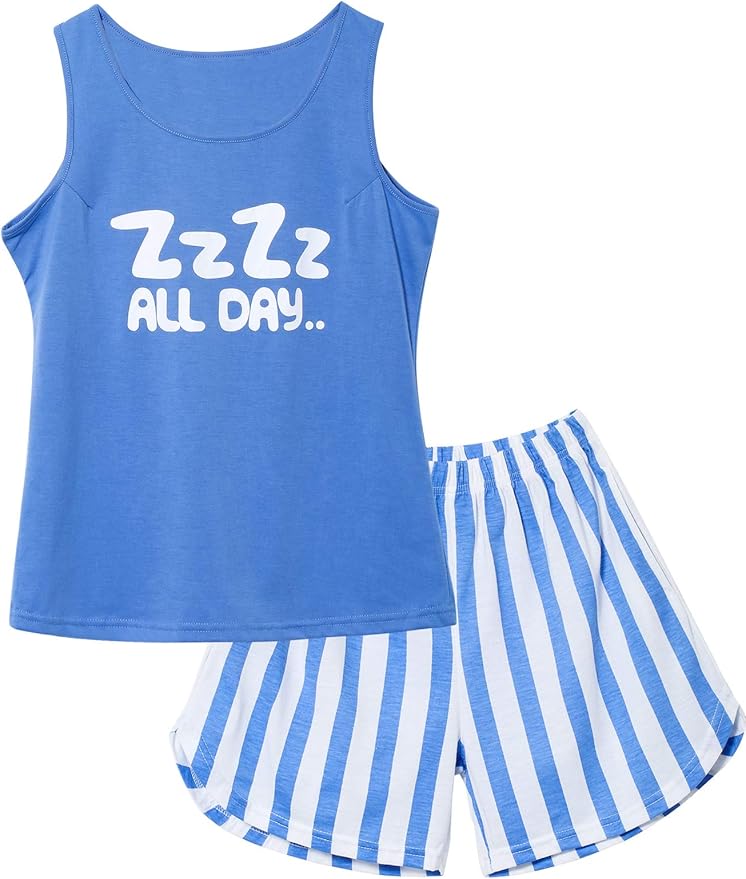 Girls Tank Top and Shorts Pajamas & Teens PJS Big Kids Size 8 Cute