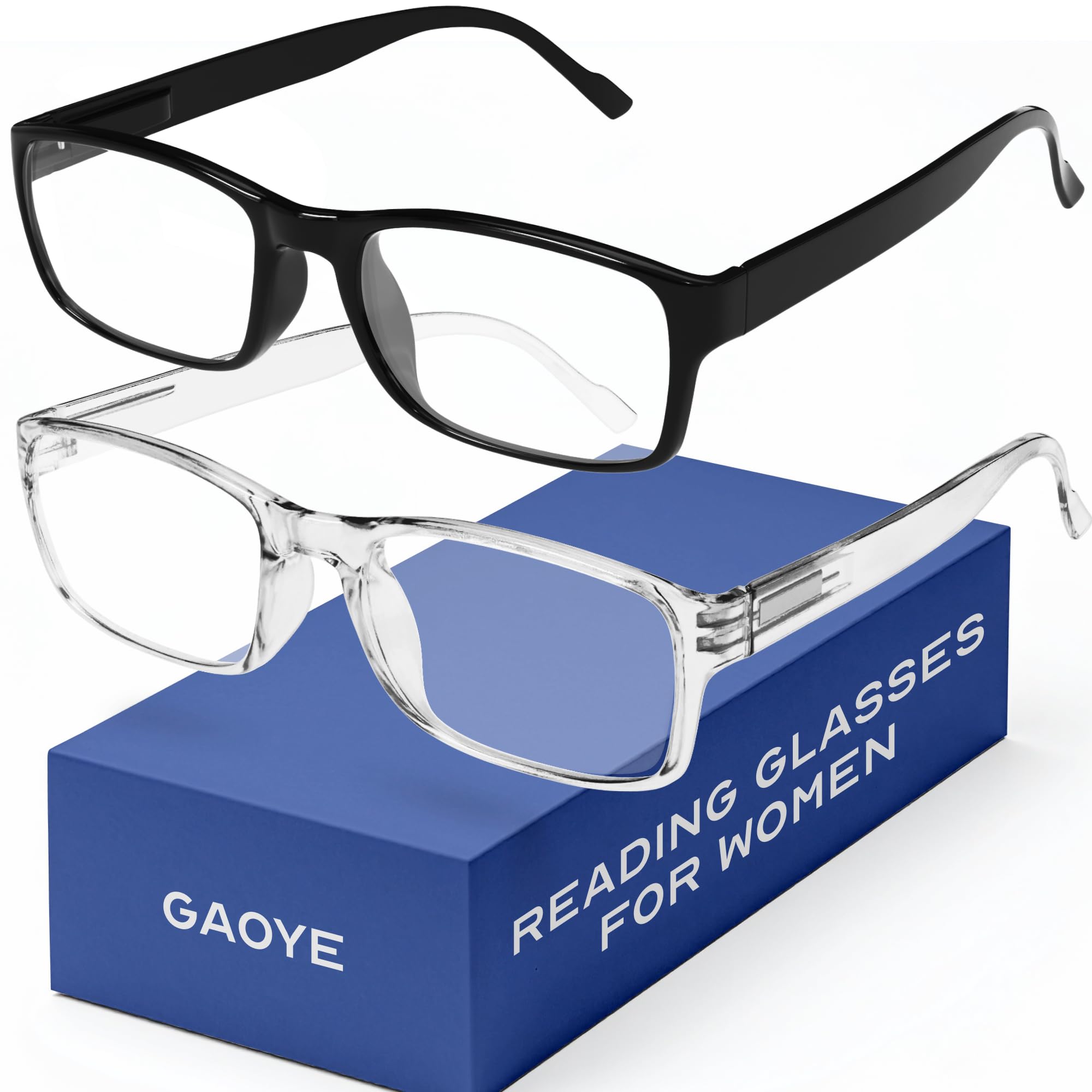 Photo 1 of Gaoye 2-Pack of Reading Glasses - Blue-Light Filter, UV Protection - Readers with Rectangle Frames
