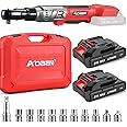 AOBEN 21V 3/8" Cordless Ratchet Wrench Kit,74 Ft-lbs Electric ratchet,Power Ratchet with Variable Speed,2X2000mAh Lithium-Ion Battery And Charger,8 Sockets,1/4" Adaptor,1/2" Adaptor,3" Extension Bar