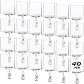 Epakh 40 Pieces Rotating Clip Pop for Retail Display, Swivel Sign Rotatable Merchandise Holding Clamp Holder for Hanger Rails or Tubes with 40 Pieces Hard Card Sleeves PVC Protector