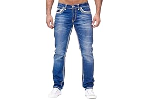 Men Embroidered Jeans Stretch Relaxed Fit Denim Pants Classic Regular Straight Leg Casual Designer Jeans Flex Waist