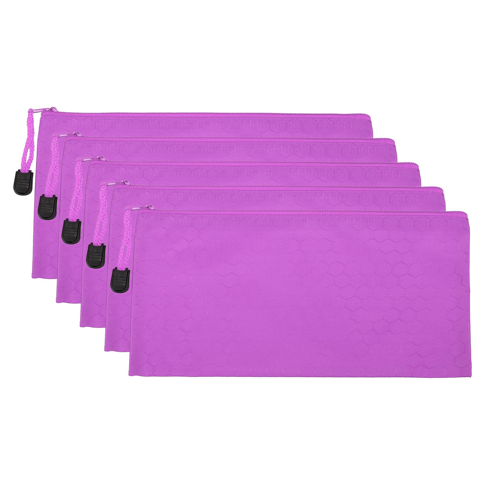 PATIKIL Waterproof Zipper File Bags, 5 Pack A6 Document Holders Pencil Pouch for Office, Light Purple