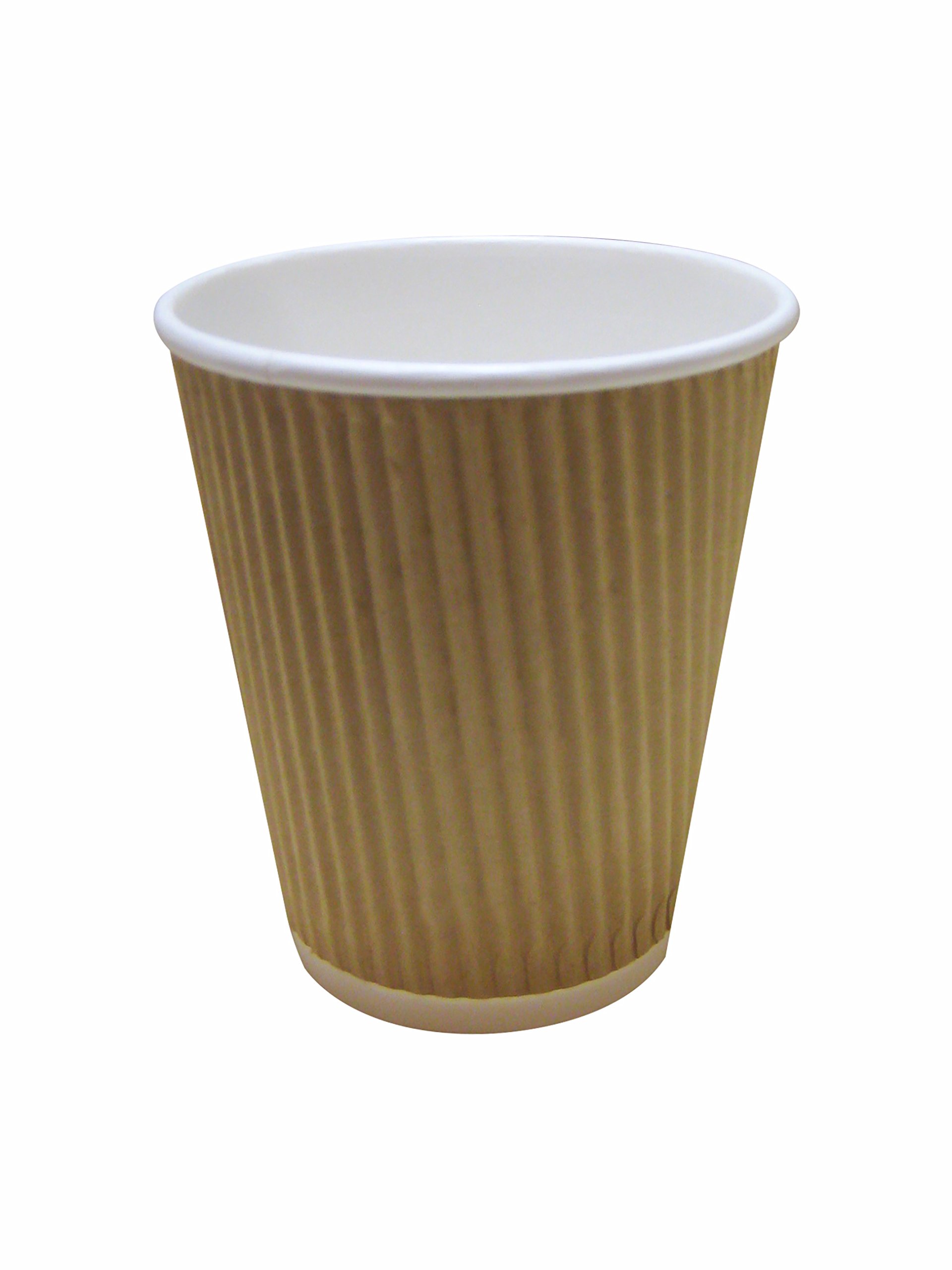 50 8oz-10oz-12oz-16oz Brown Kraft Triple Wall Ripple Paper Coffee Cups (10oz (284ml))