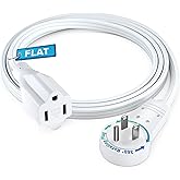Maximm 360° Rotating Flat Plug Extension Cord 3 feet Under Carpet with Slim Space-Saving Plug Design, Low Profile Cord (White)