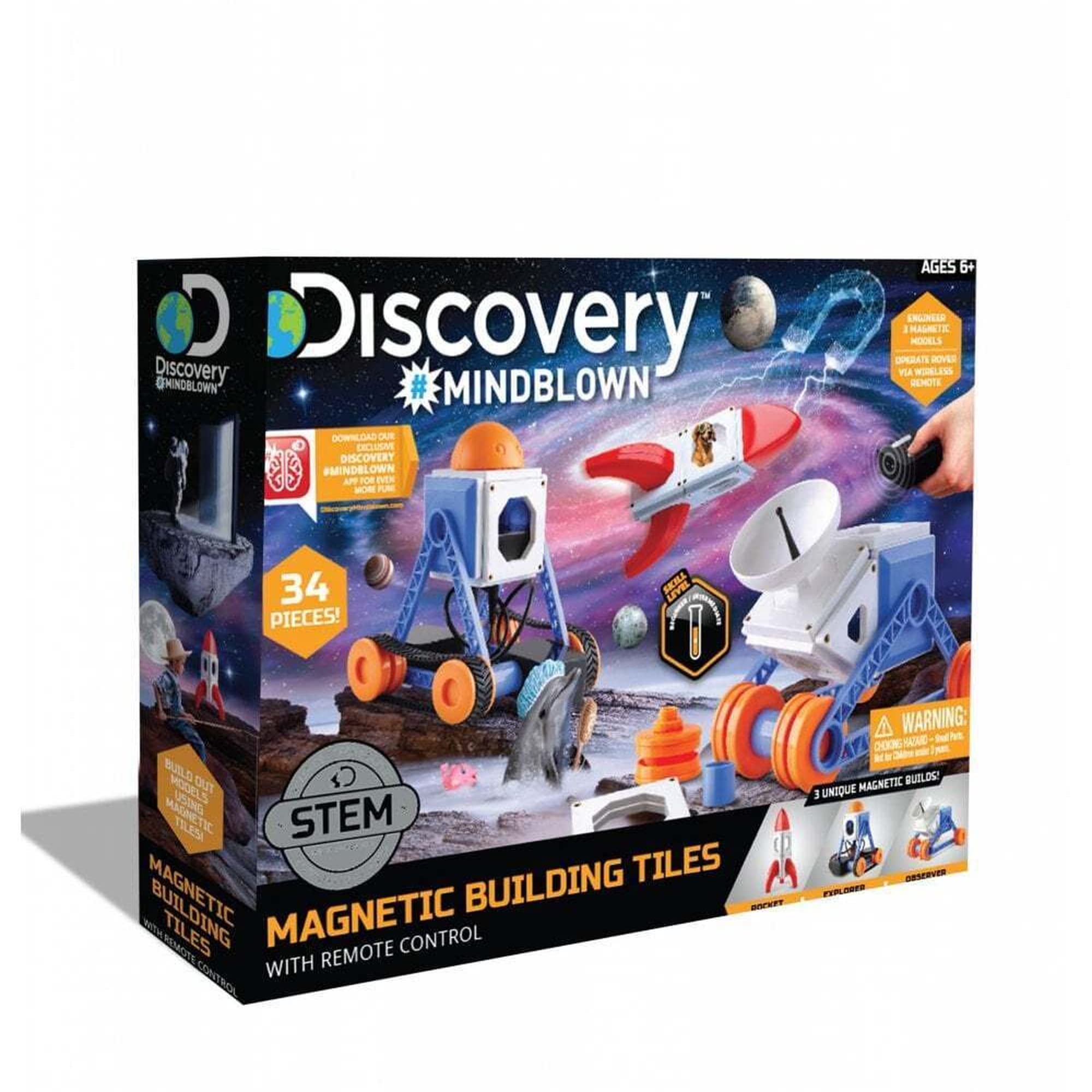 Discovery 1423005751 - RC Magnetic Building Tiles - Magnetic Intergalactic Model Building Set with Remote Control - for Children from 6 Years