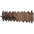GOGREEBELL Natural Wood Wall Mounted Piano Coat Rack| Coat Rack Wall Mount| Flip Down Wall Hook Rack 7 Hooks| Entryway Wall Art Hook,Made of Acacia Wood (Wood Wax Oil Dyed Walnut Color).Wall Art