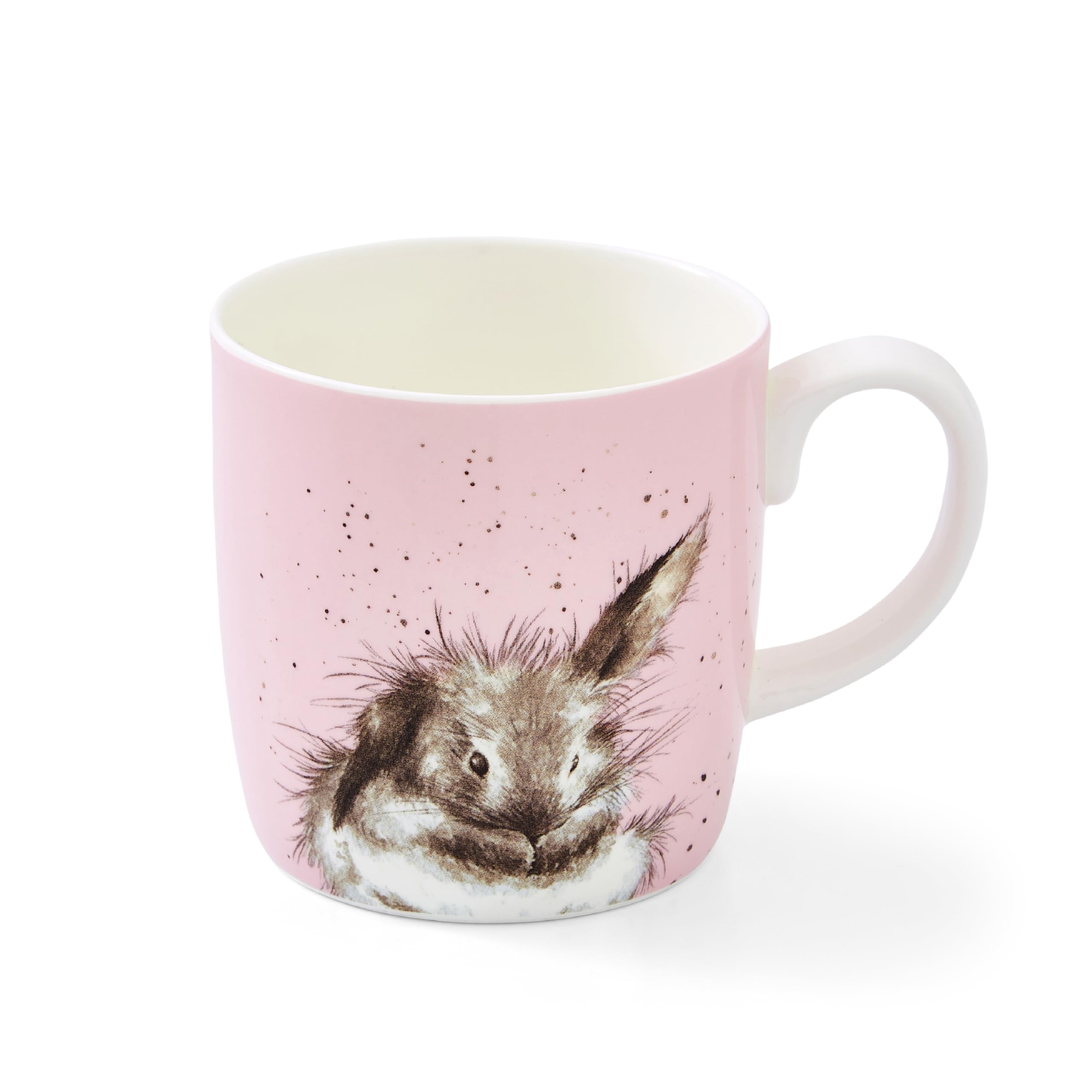 Royal Worcester x Wrendale Designs 'Bathtime Bunny' Coffee Mug - Fine Bone China Pink Mug with Handle, Bunny Illustration by Artist Hannah Dale, Dishwasher & Microwave Safe, 400ml
