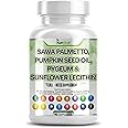 Kun Shafi Saw Palmetto 10000mg Pumpkin Seed Oil 3000mg Pygeum 3000mg Sunflower Lecithin 3000mg Stinging Nettle Cranberry - Prostate Supplements for Men with Lycopene - 90 Caps