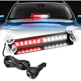 Nilight 12LED Traffic Advisor Strobe Light Bar Red White Hazard Safety | Emergency Warning Dash Front/Rear Windshield Flashing Lights for Cars Trucks Police Firefighter Plow Construction Vehicles