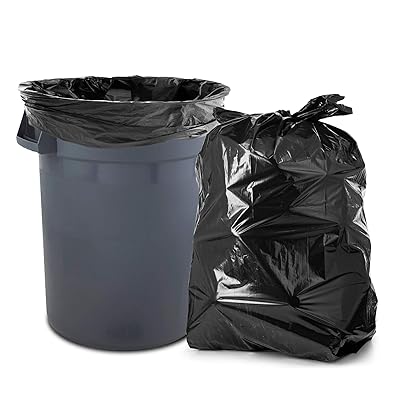 44-45 Gallon Rubbermaid Compatible Trash Bags, (50 Count w/Ties) Quality Large Black Garbage Bags