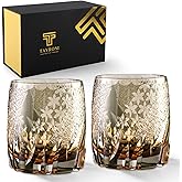 TAVRONI Edo Kiriko Whiskey Glasses – Handmade Crystal Glass Tumbler 11 oz for Bourbon Scotch Cocktail – Japanese Style Cut Crystal Whiskey Glass for Men and Women – Gift Set with Elegant Box (2pack)