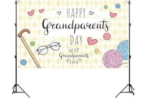 Nepnuser Happy Grandparents Day Photo Booth Backdrop School Event Retirement Love Grandparents Party Decorations Grandpa Grandma Holiday Photo Wall Decor (7×5ft)
