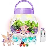 DIY Light-Up Terrarium Kit for Kids with Unicorn Toys, Building Your Wonder Garden, Unicorn Craft Nightlight Gift for Girls A