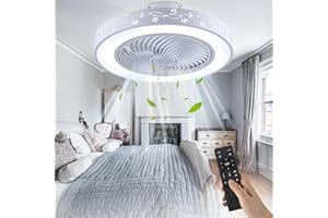 Linboro Flush Mount Ceiling Fan with Lights Remote Control 20" Ceiling Fan Light 3 Colors 6 Speeds Low Profile Ceiling Fan wi
