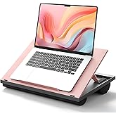 HUANUO Adjustable Lap Desk - with 8 Adjustable Angles & Dual Cushions Laptop Stand for Car Laptop Desk, Work Table, Lap Writing Board & Drawing Desk on Sofa or Bed, Pink