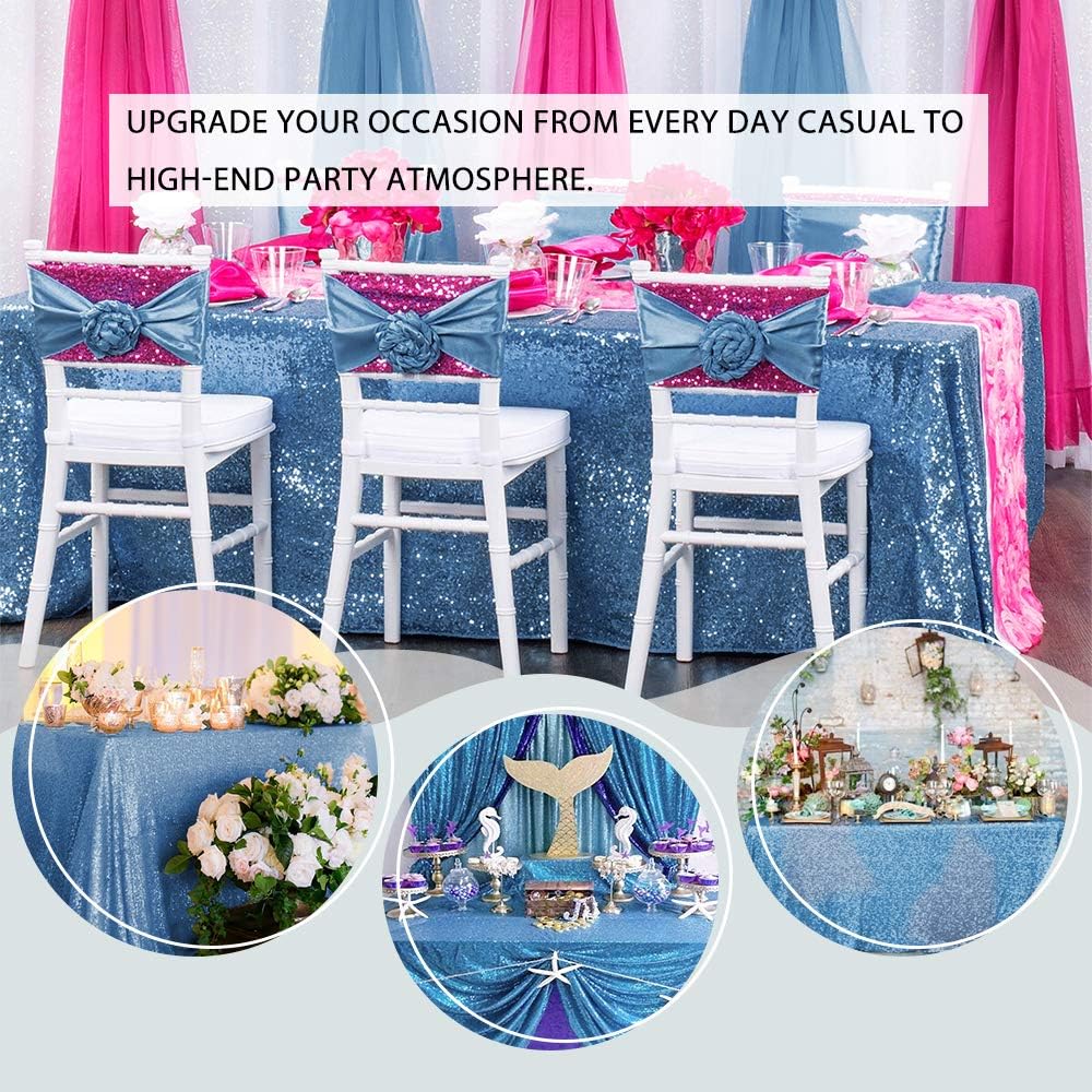 B-COOL 50X50inches Square Rose Gold Sequin Tablecloth Sparkly Sequin Table Linens Glitter Tablecloth Wedding Sequin Tablecloth: Kitchen & Dining