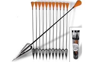 FINS SKINS FURS FEATHERS FSFF 3-Blade Carbon Fiber Razor Dart, 12 pack, 0.84” widest sharpest broadhead darts, big 9.75” cold dart for 0.625 caliber bore blowguns high carbon steel high visibility cone 3 Blade CF Dart