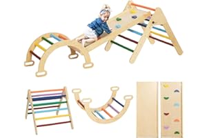 Qaba Pikler Triangle Set, 5 in 1 Climbing Toys for Toddlers, Indoor Baby Jungle Gym with Ladder, Ramp, Arch, for Climbing, Sl