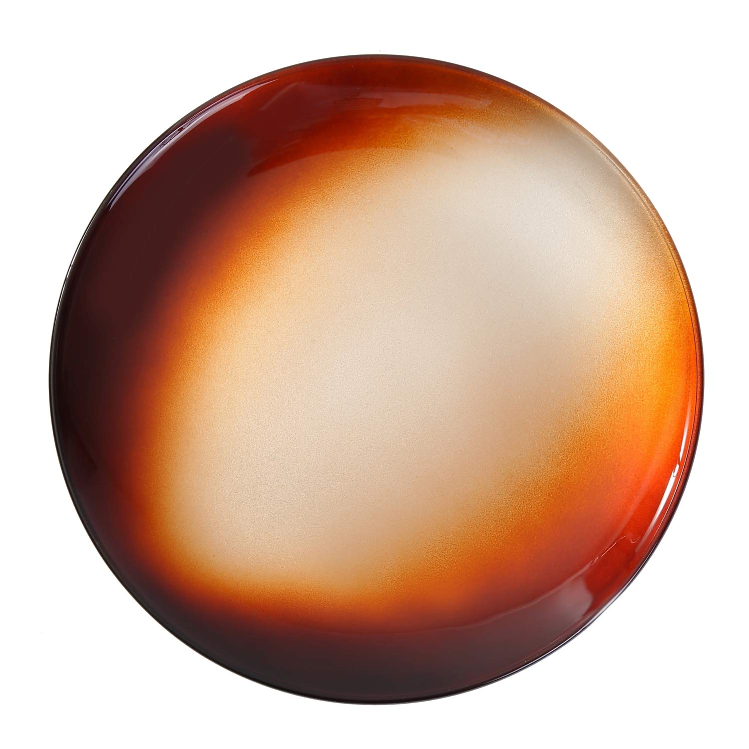 Syosaku Japanese Urushi Glass Flat Dinner Plate Φ11-inch Gradation Brown, Dishwasher Safe