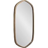 Kate and Laurel McLean Modern Metal Framed Oblong Hexagon Wall Mirror; 20 x 36; Antique Gold; Decorative and Vibrant Geometri