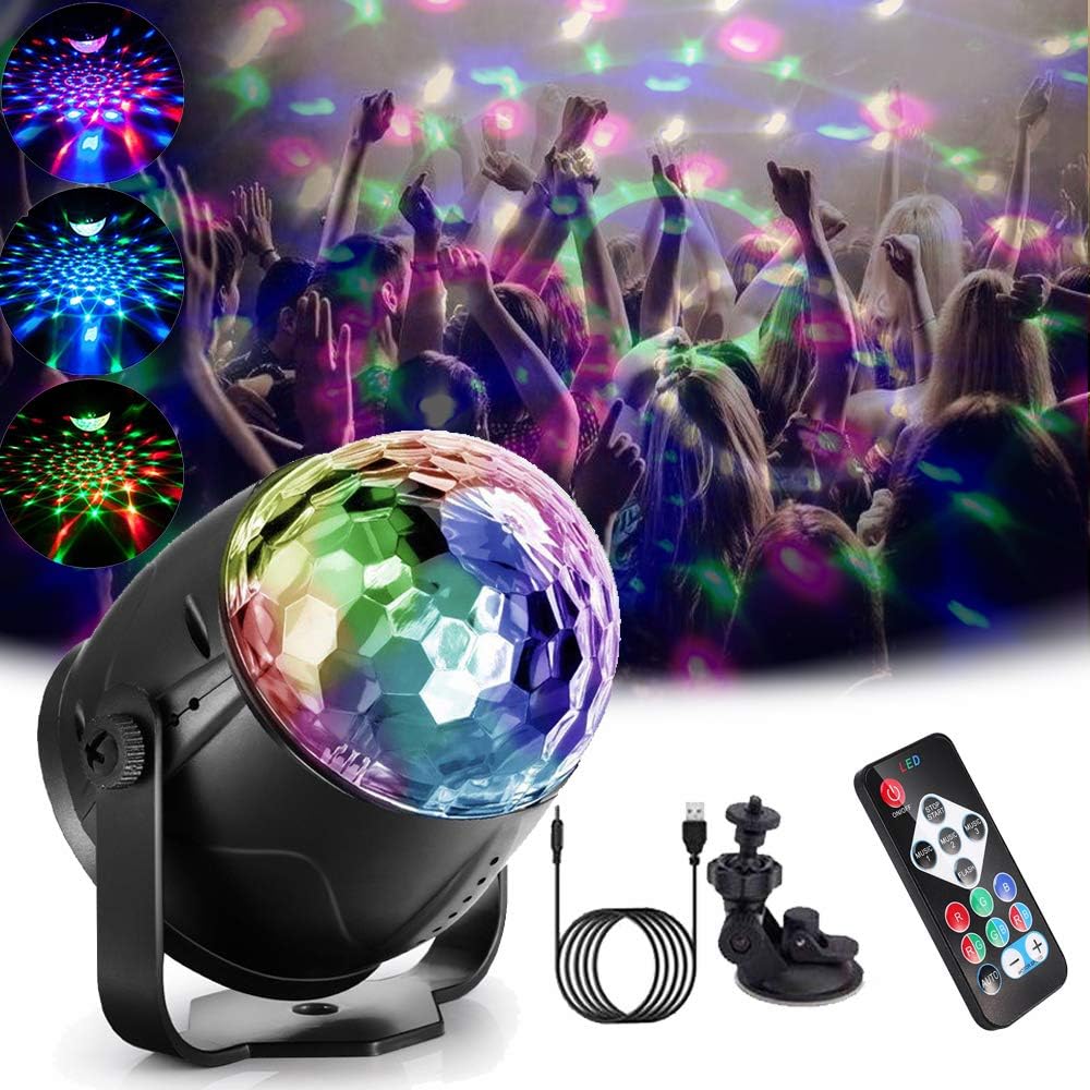 Disco Lights,Cdycam Disco Ball Party Lights LED Stage Light with 4M USB Power Cable,Remote Control,Suction Cup Holder for Birthday Party,Family Gathering,Christmas Party,Wedding and Disco