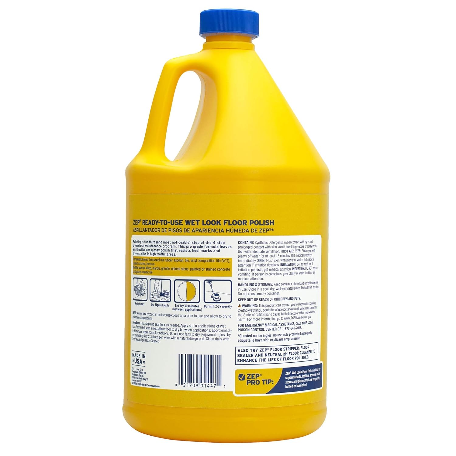 Zep Commercial Zuwlff128 Wet Look Floor Polish 1 Gal Bottle