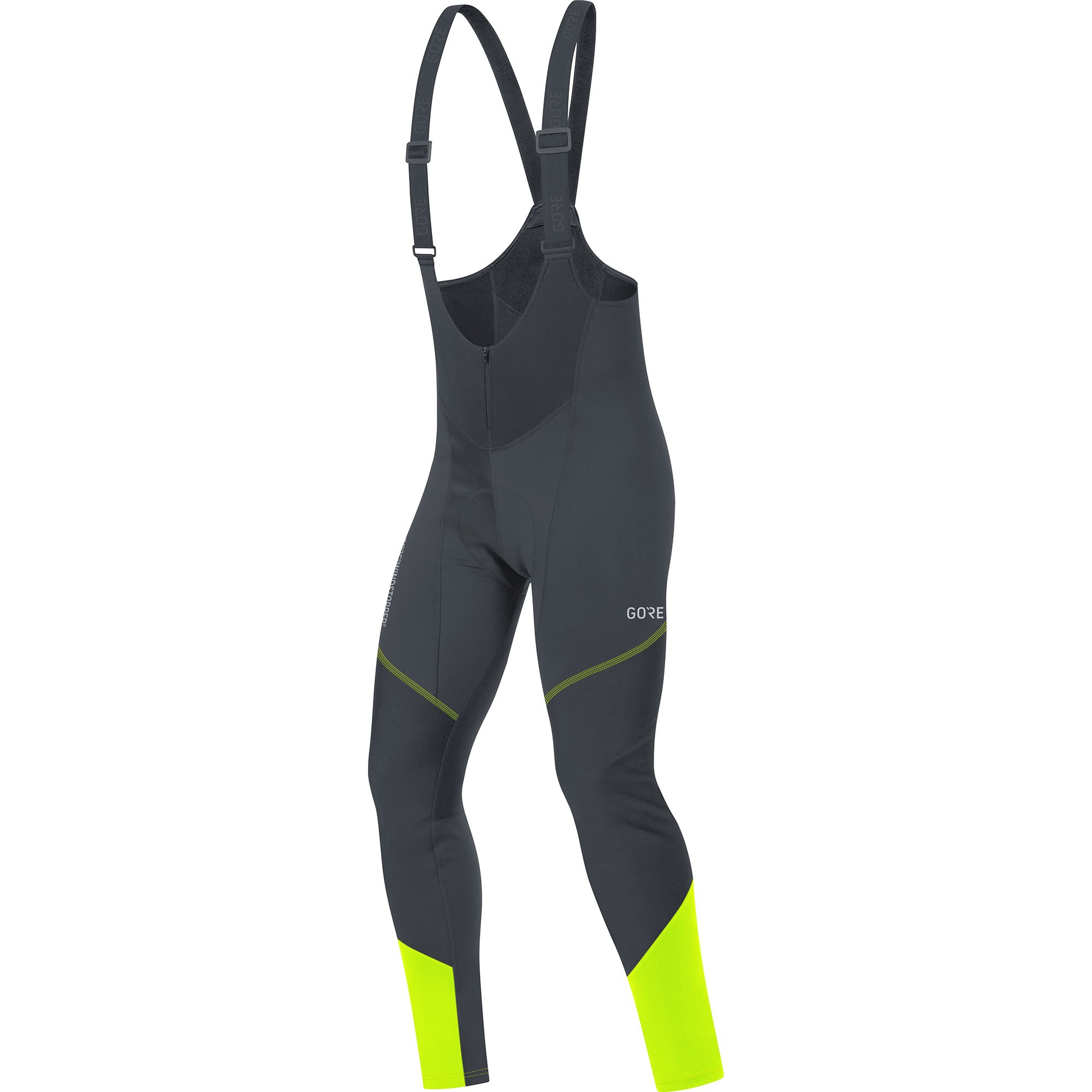 GOREWEAR C3 WINDSTOPPER Bib Tights+ Mens, Black / Neon Yellow, S
