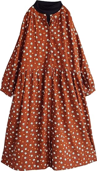 Amazon ワンピース ロング 前開き 小花柄 カーディガン 羽織物 フレアー きれいめ レディース 40代 50代 ゆったり長袖 S28 ワンピース チュニック 通販