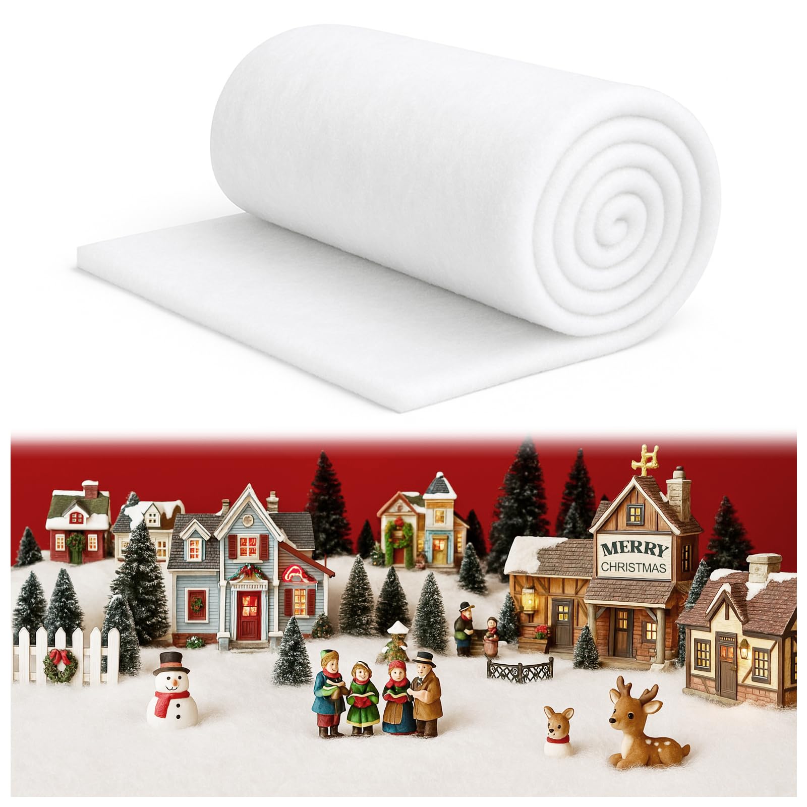 Photo 1 of 3 Pack Christmas Fake Snow Blanket – 3×8 FT Thick Fluffy Snow Blanket for Village Display, White Artificial Snow Sheet for Christmas Decorations, Winter Wonderland Setup, Crafts & Xmas Tree Base Décor