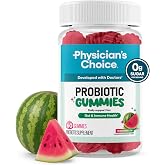 Physician's CHOICE Probiotic Gummies with Vitamin D &amp; Prebiotic Fiber - Sugar Free - 1B CFUs of Clinically Studied Probiotic - Supports Immune &amp; Gut Health for Women &amp; Men - Watermelon Flavor - 60CT