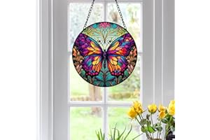 HOTIYOK Colourful Butterfly Stained Acrylic Window Hangings Cute Ornaments Wall Art Decor for Home Coffee Bar, Birthday Party Decorations Housewarming Gift for Mom Grandma