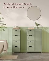 VASAGLE Laurel Green Bathroom Floor Storage Cabinet 4 Drawers 1 Door 30x55x82 cm view 8