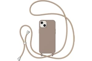 ZTOFERA Crossbody Case for iPhone 13/iPhone 14 with Lanyard Strap Adjustable Rope Liquid Silicone Soft Cover for iPhone 13/iPhone 14 6.1 inch-Brown