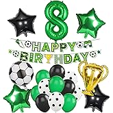 Soccer Party Balloon Set,8th Birthday Decorative Balloons,Happy Birthday Banner,Champion Balloons,Soccer Them Latex Balloons