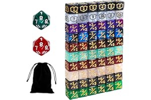 FIGURESLAB 62PCS 12mm MTG Dice Set with Plus 1 Life Counter & Shield & Spindown Dice in 10 Colors for Magic The Gatering, Com