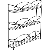 Spectrum 3 Tier Spice Rack for Countertop or Wall Mount, Black | Steel wire shelves, visible labels, rubberized feet, built-i
