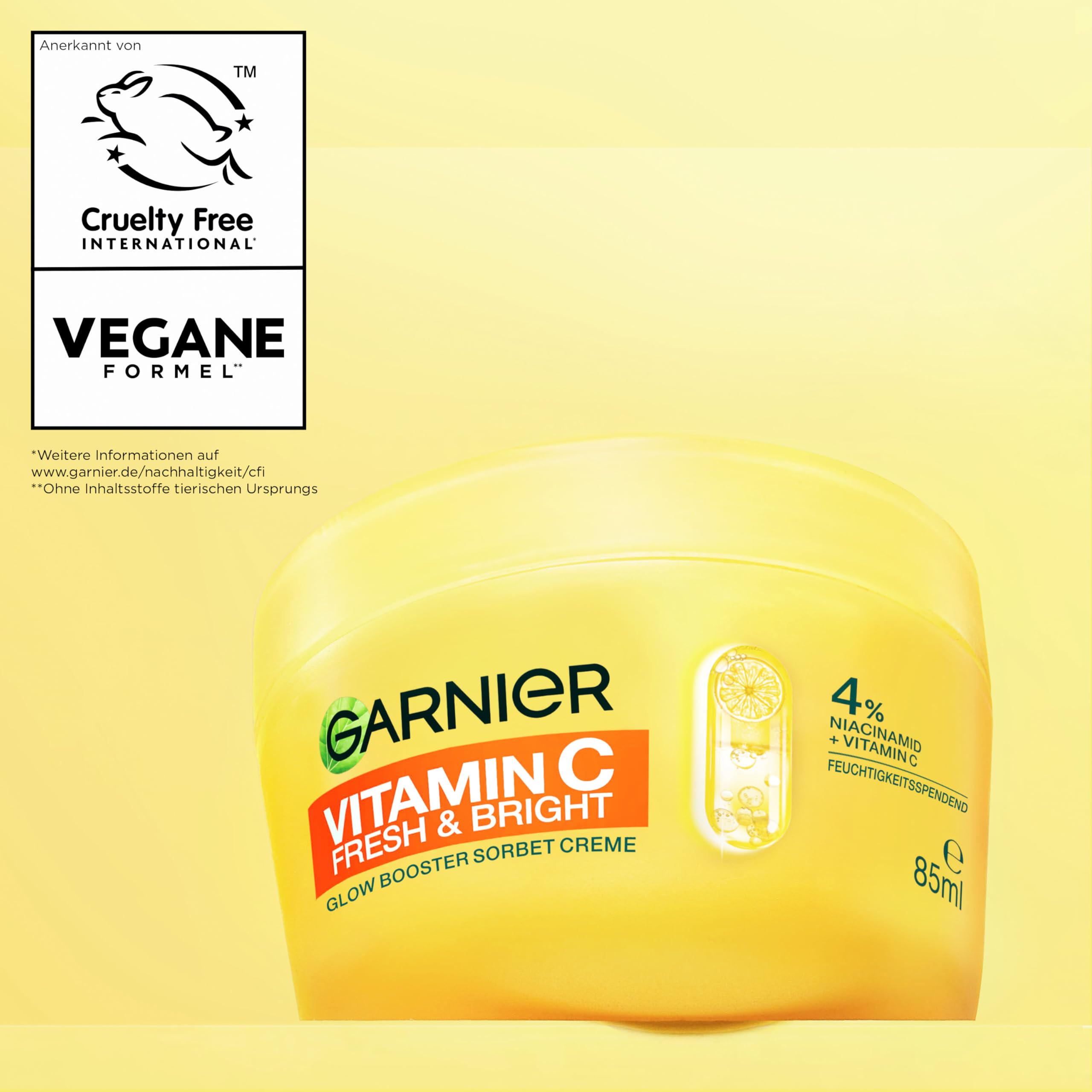 Garnier Vitamin C Fresh & Bright Glow Booster Sorbet Creme – Gesichtspflege mit 4% Niacinamid & Vitamin C für strahlenden Glow – Feuchtigkeitscreme gegen dunkle Flecken & Pigmentflecken – 85ml 9