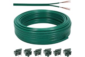 TTQ 60FT SPT-1 Christmas Electrical Wire with 6pcs Vampire Plugs,18 Gauge Wire 2 Conductor Electrical Wire,18/2 Low Voltage Wire,18 AWG Wires Flexible Wires Extension Cord for Xmas Holiday Outdoor Light