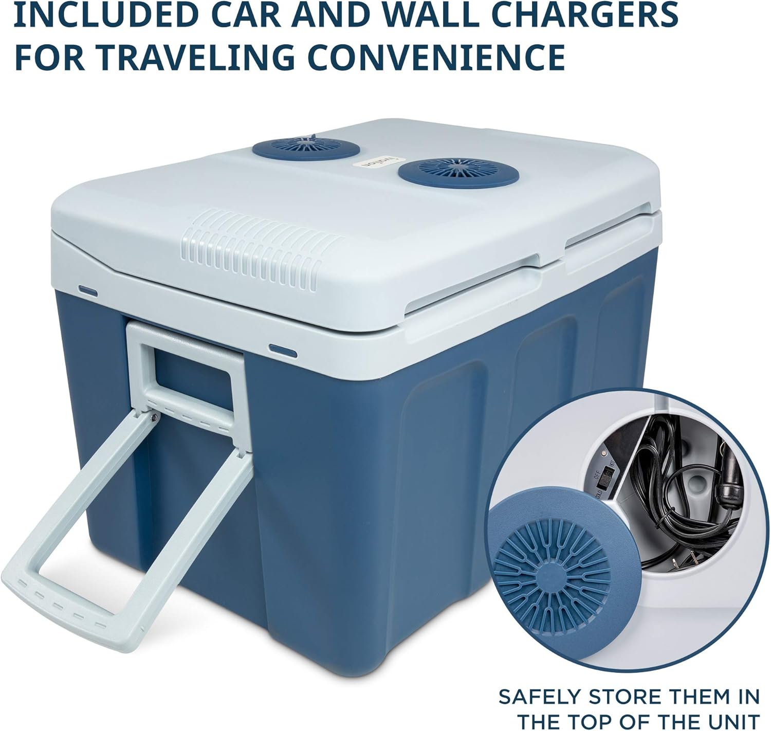 Ivation Electric Cooler & Warmer with Wheels & Handle |48 Quart (45 L) Portable Thermoelectric Fridge For vehicles & Trucks| 110V AC Home Power Cord & 12V Car Adapter for Camping, Travel & Picnics: Appliances