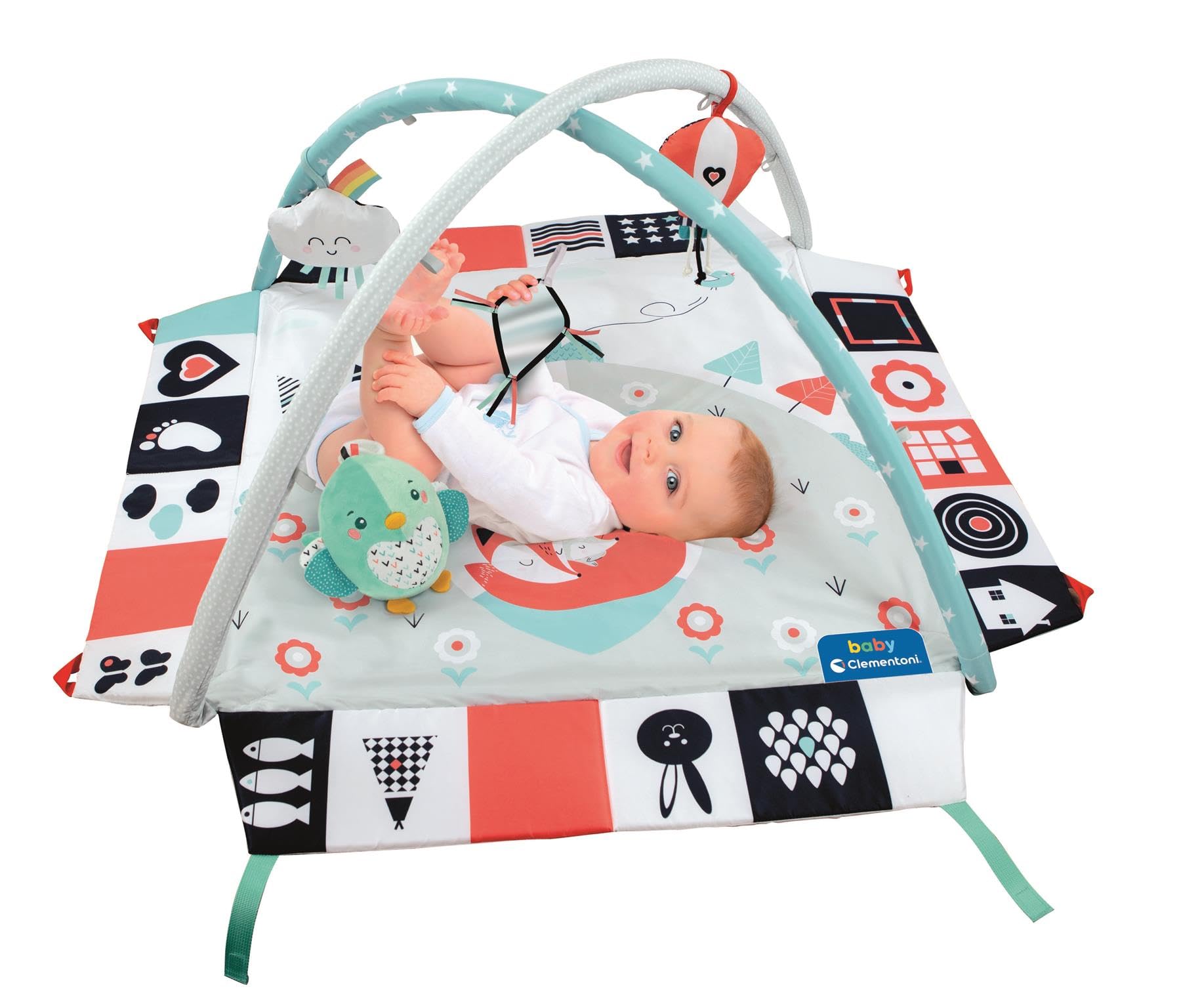 Clementoni 17319, Black And White Musical Play Mat For Babies With Soft Toys, 0 Months Plus