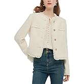 GOELIA 2026 Wool Blend Tweed Blazers for Women Spring Business Casual Knit Blazer Cropped Jacket for Work Daily Outwear